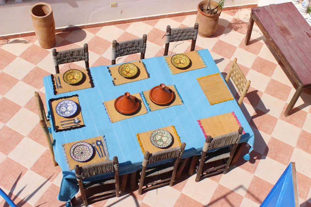 Rooftop terrace dining and social area